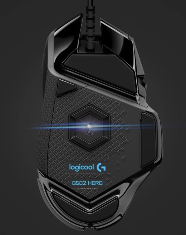 ロジクールのヒーローセンサー搭載マウスの裏面